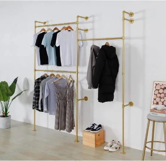 Kids Garment Rack Dress-up Closet, Rolling Pipe Open Clothing Rack with Wood Storage Shelf, Children Rack with 2 Hanging Rods