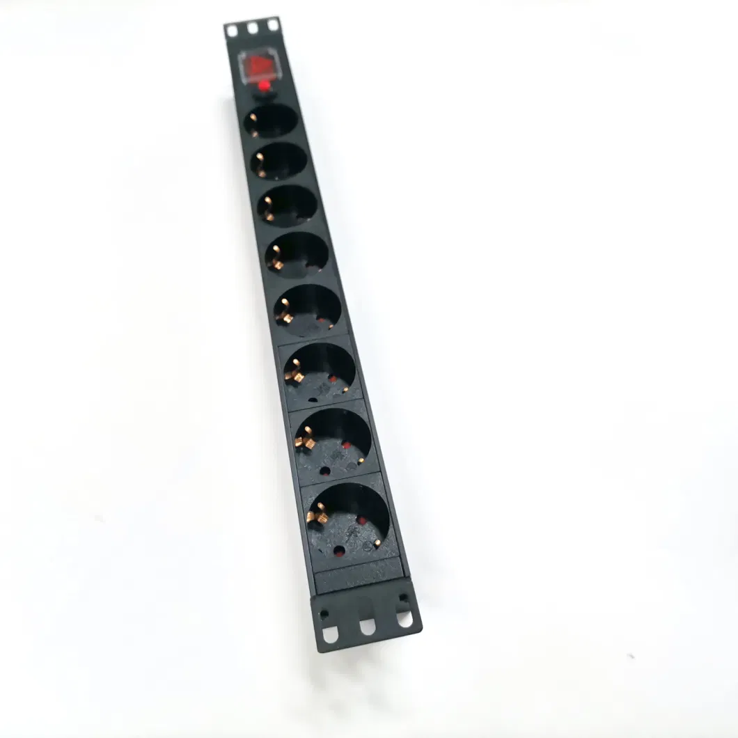 4000W 19" 1u Rack Mount Power Distribution Unit 8 Ways German PDU Socket with Overload Protection Switch 250V 16A